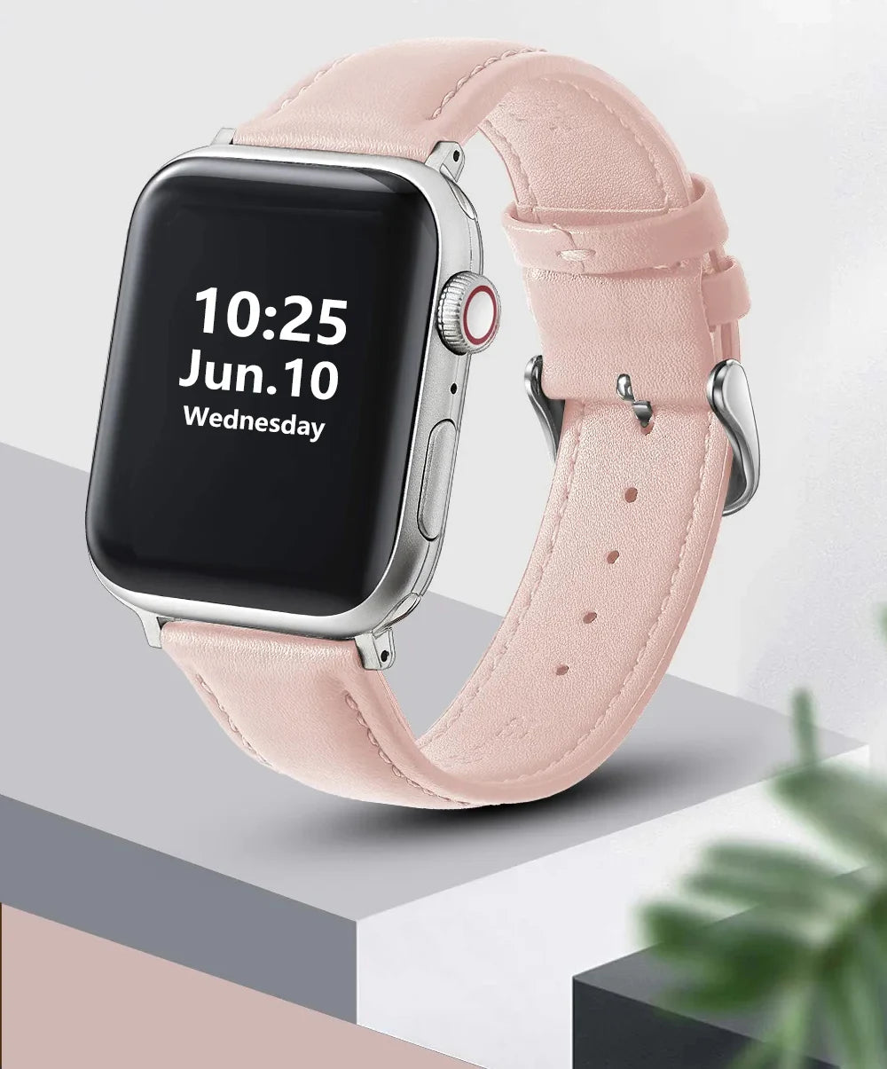 Genuine Leather Apple Watch Band 40–49mm for iWatch Series 3–8 & Ultra