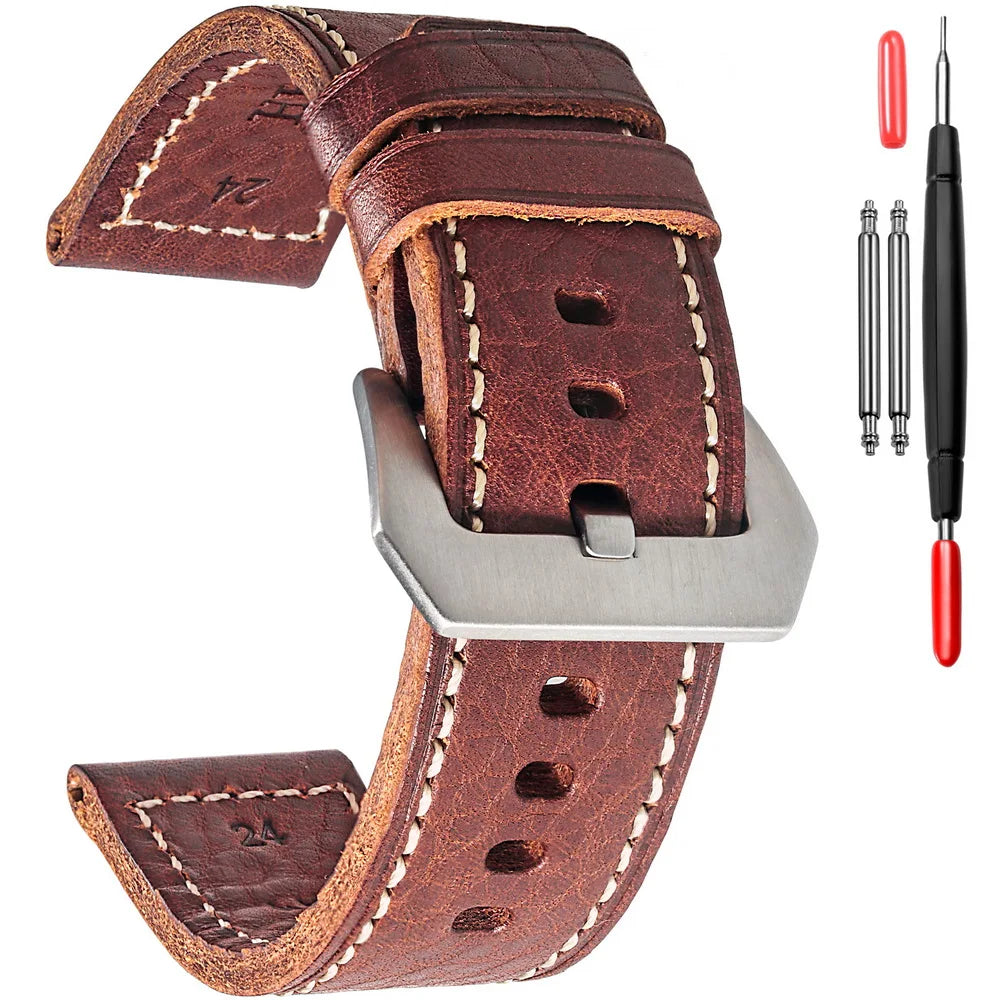 HEMSUT Genuine Leather Watch Band for Panerai (20-26mm)