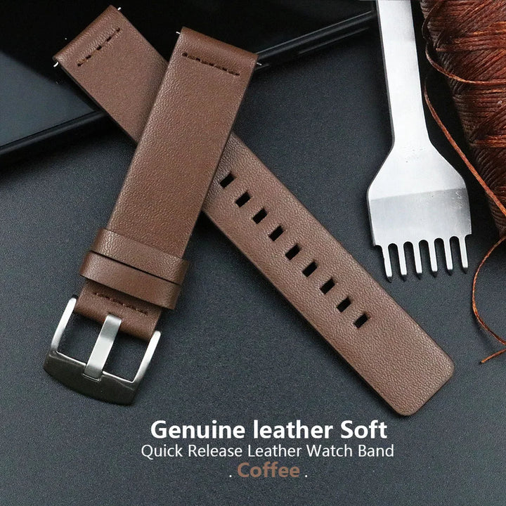 New Genuine Leather Quick Release Watch Band 18–24mm (Vintage Handmade)