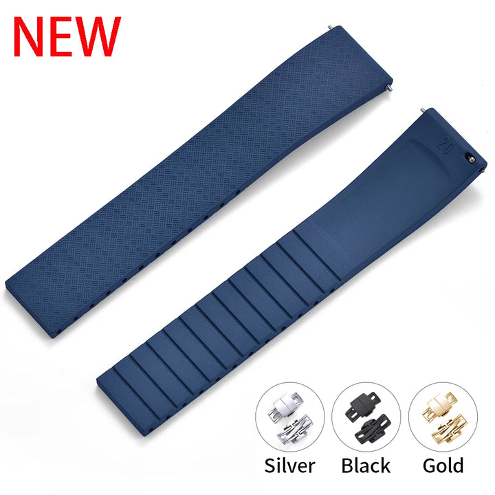 JUELONG CTS Fluororubber Watch Strap 18mm 19mm 20mm 22mm New Quick Release Butterfly Buckle Watch Band FKM Strap For Cut To Size