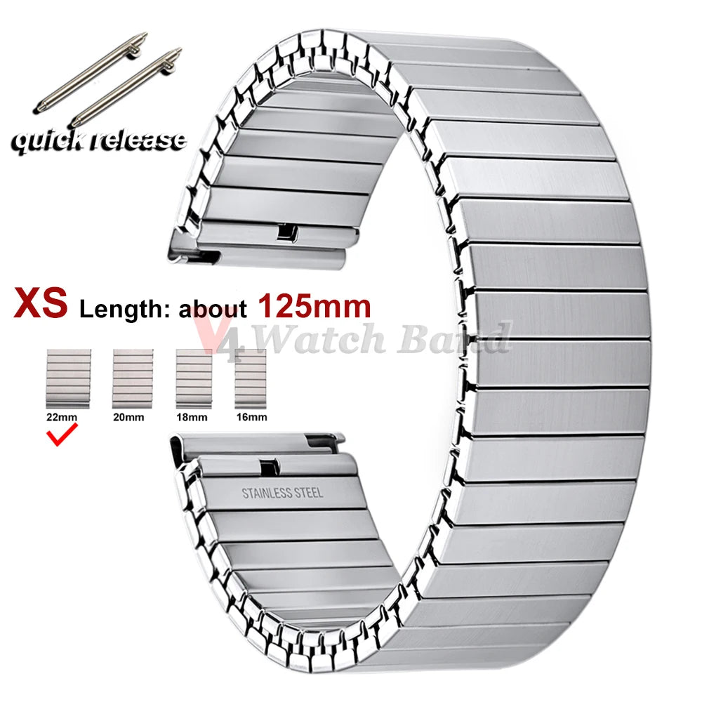 NEW Quick Release Stainless Steel Elastic Stretch Strap 14/16/18/20/22mm Watch Band Accessories Bracelet Metal Expansion Straps