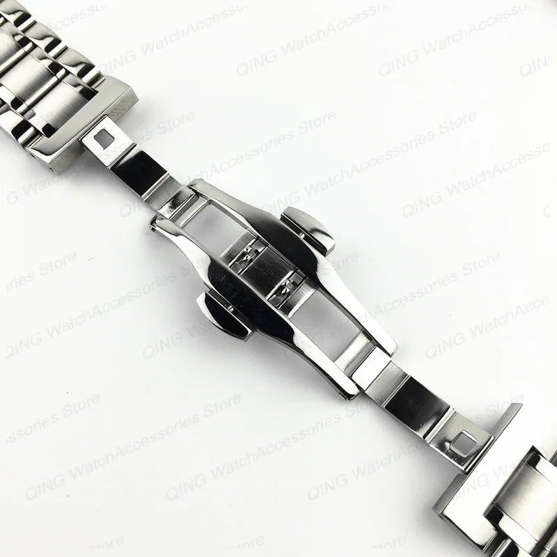 Arc Flat-End Stainless Steel Watchband – Universal, 12–24mm, Butterfly Clasp