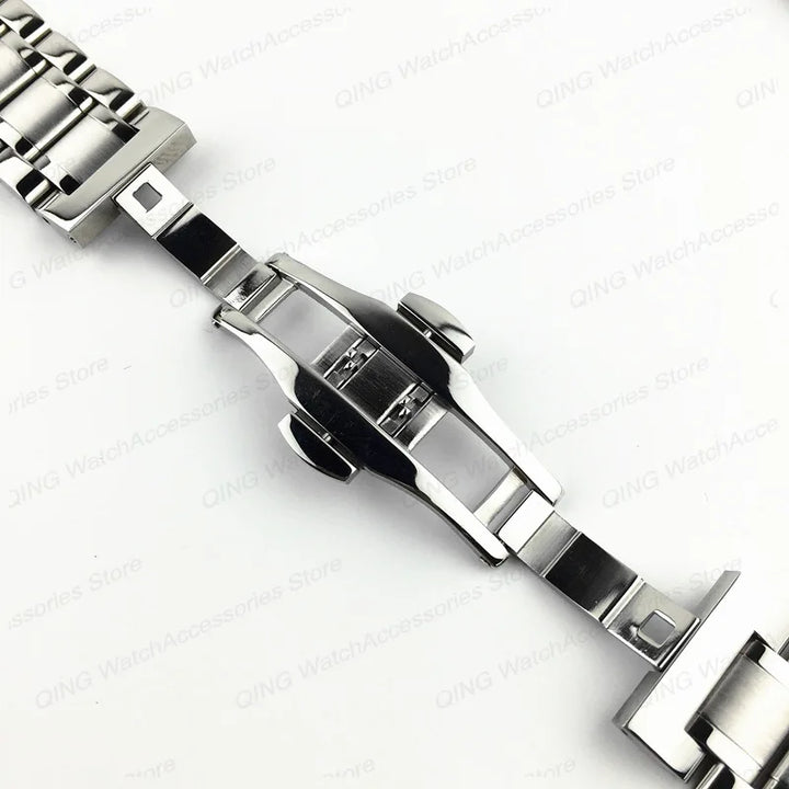 Arc Flat-End Stainless Steel Watchband – Universal, 12–24mm, Butterfly Clasp