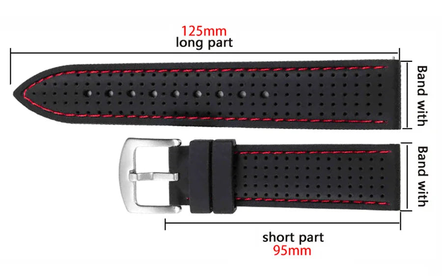 Silicone Rubber Watch Band 18–26mm (Soft & Comfortable Replacement Strap)