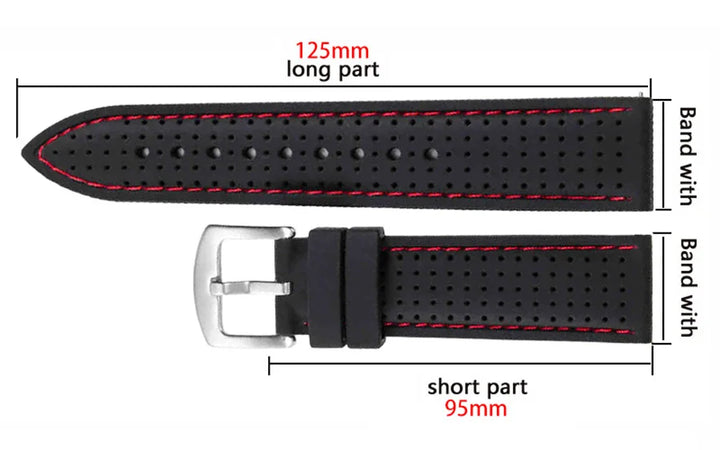 Silicone Rubber Watch Band 18–26mm (Soft & Comfortable Replacement Strap)