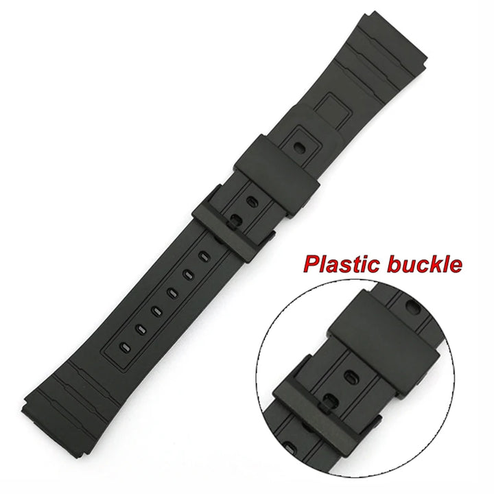 Silicone Watch Strap for Casio – 12–22mm, W800H/F91W/AE1200 Series