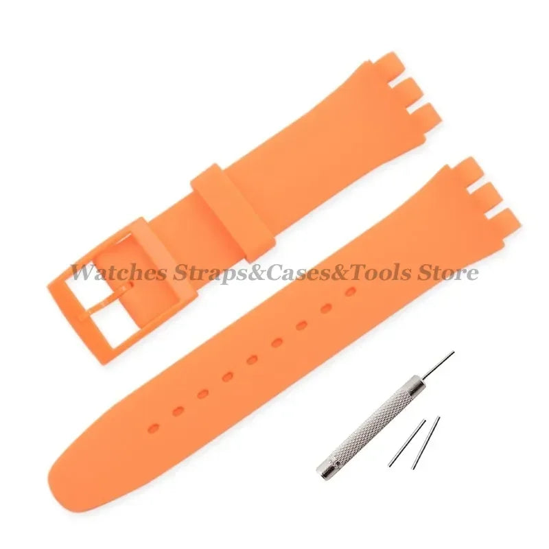 Soft Silicone Rubber Watch Band 16–20mm for Swatch (Sports Replacement)