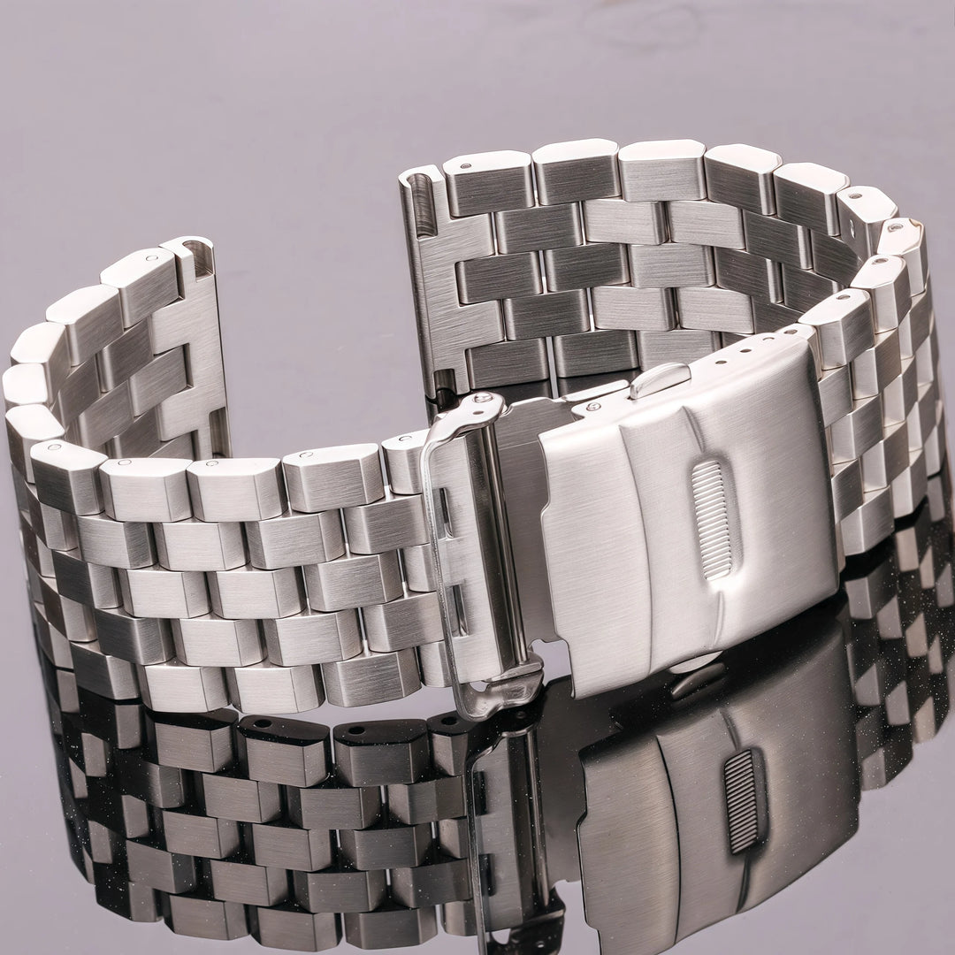 Solid Stainless Steel Watch Bracelet – Silver Brushed (18-24mm)