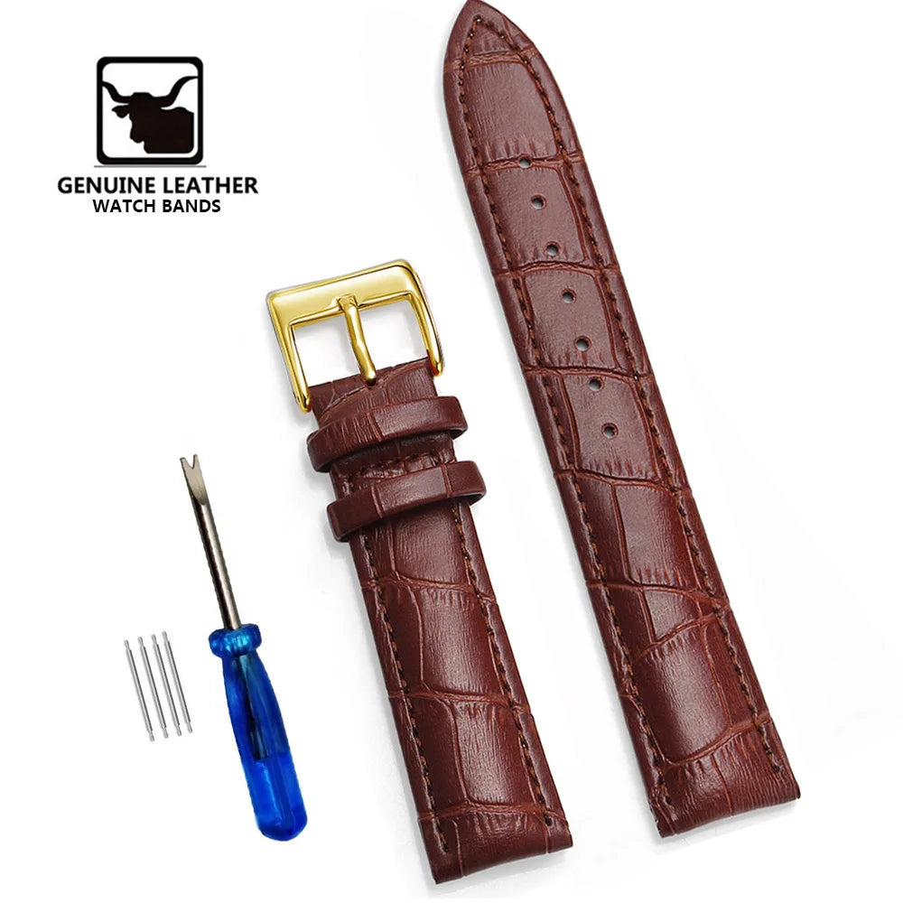 Premium Genuine Leather Watch Band 12–24mm (With Tool)