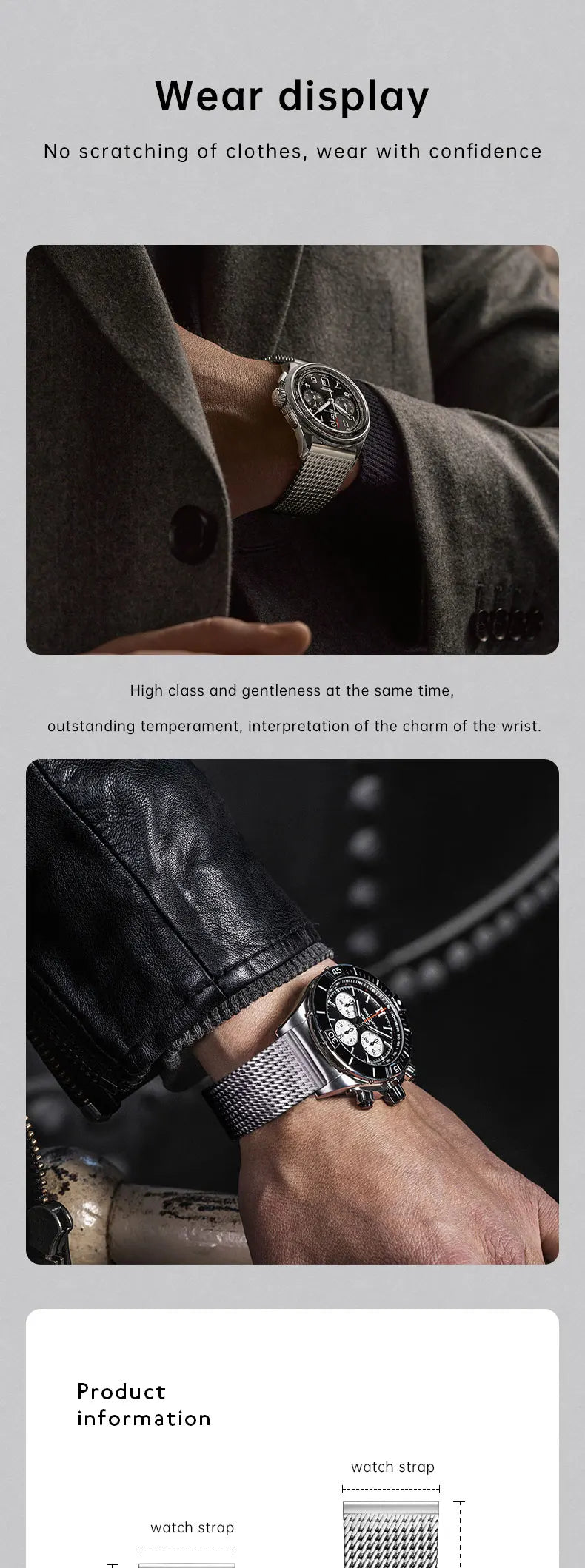 Luxury 316L Stainless Steel Brushed Watch Band, Milanese Mesh Watch Strap, For Rolex IWC OMEGA Watch Accessories