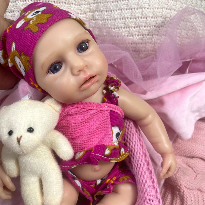 13″ Full Silicone Loulou Reborn Baby Doll – Open Mouth, Lifelike Newborn