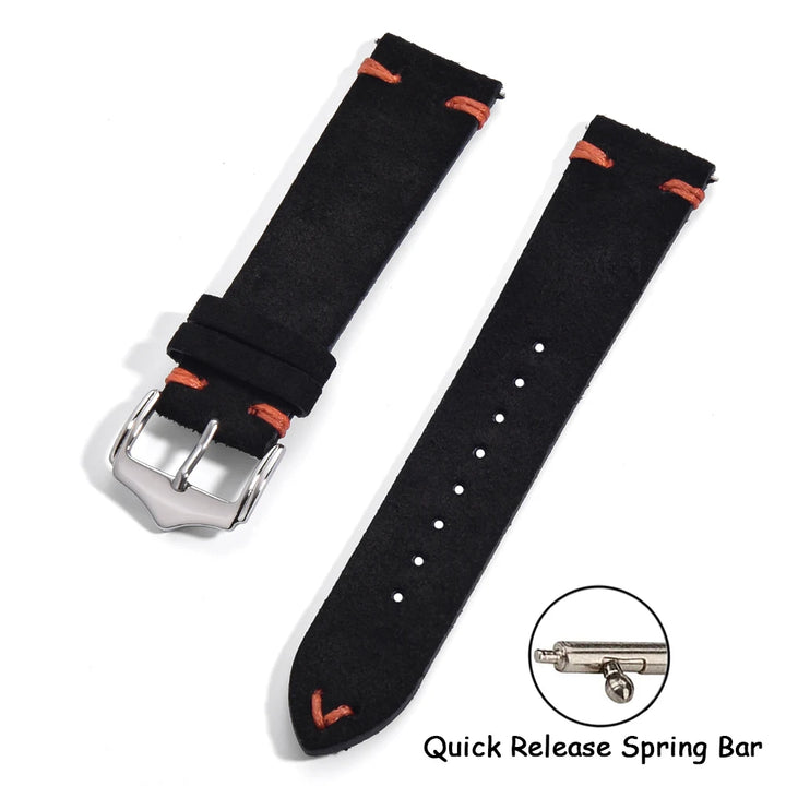 Vintage Suede Leather Watch Strap – 20-22mm Quick Release