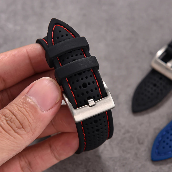 JUELONG Premium Porous Design Soft Rubber Watch Strap Perfect Fit Flat End Universal Quick Release Watch Strap 18mm 20mm 22mm