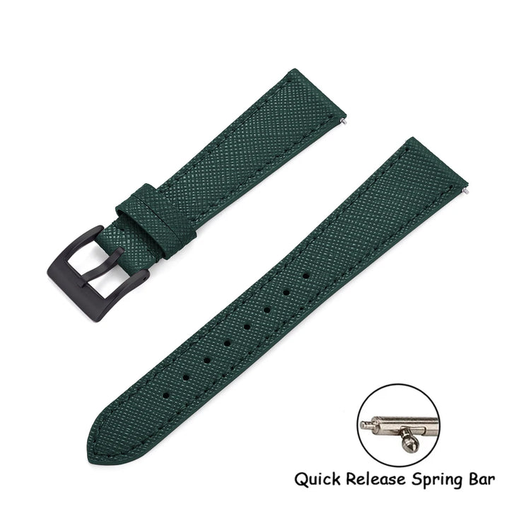 Quick Release Saffiano Leather Watch Strap – 18-24mm Universal