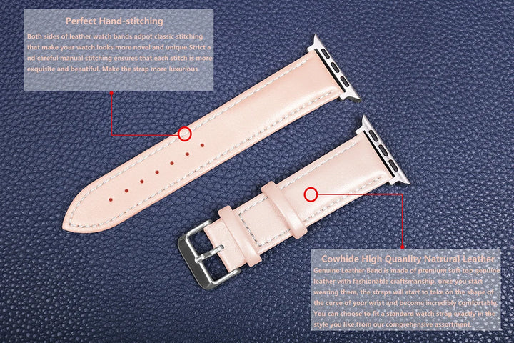 Genuine Leather Apple Watch Band 40–49mm for iWatch Series 3–8 & Ultra