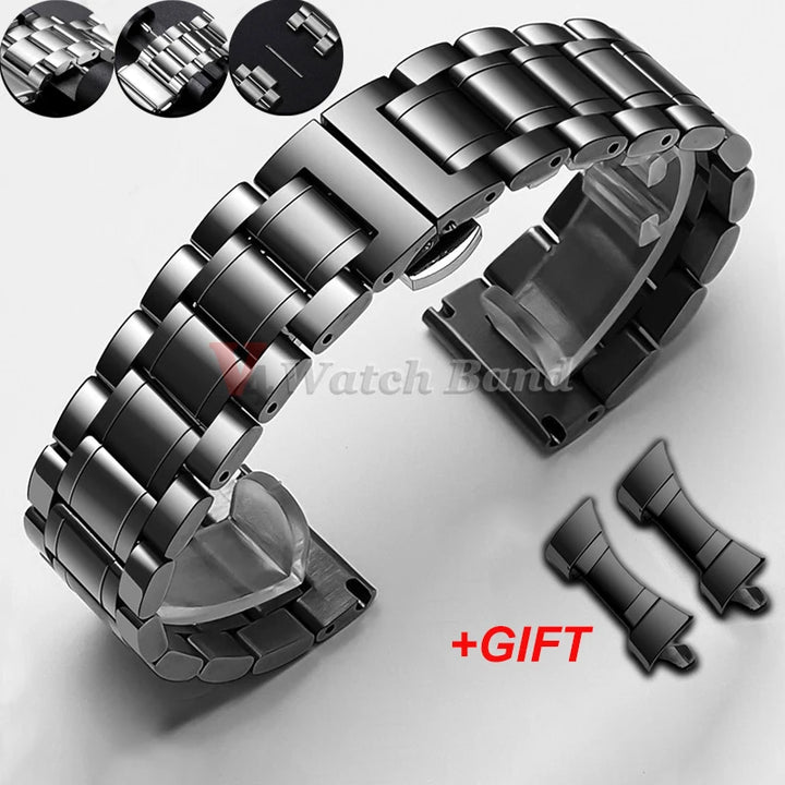 12/13/14/15/16/17/18/19/20/21/22/23/24mm Curved End Universal Strap Solid Stainless Steel Watch Bands for Tissot Butterfly Clasp