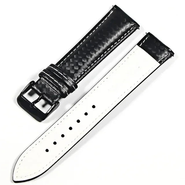 Genuine leather bracelet Carbonfiber grain Watchband 18mm 20mm Red Orange stitching watch band 20mm 22mm watch strap