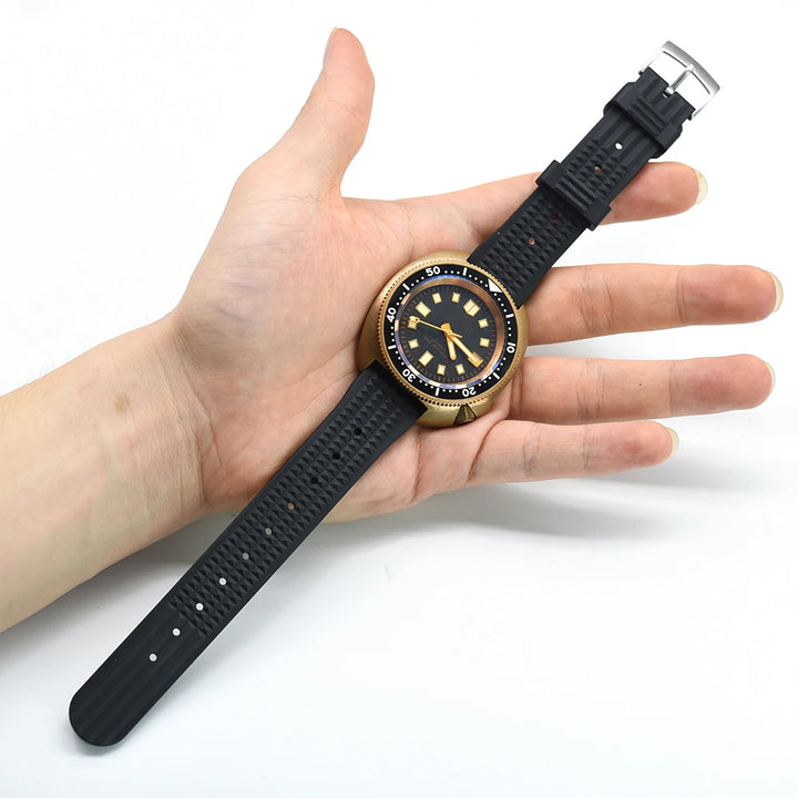 Premium Grade Waffle FKM Watch Band 20mm 22mm Quick Release Fluoro Rubber Waffle Watch Strap For Traditional Diving Watch