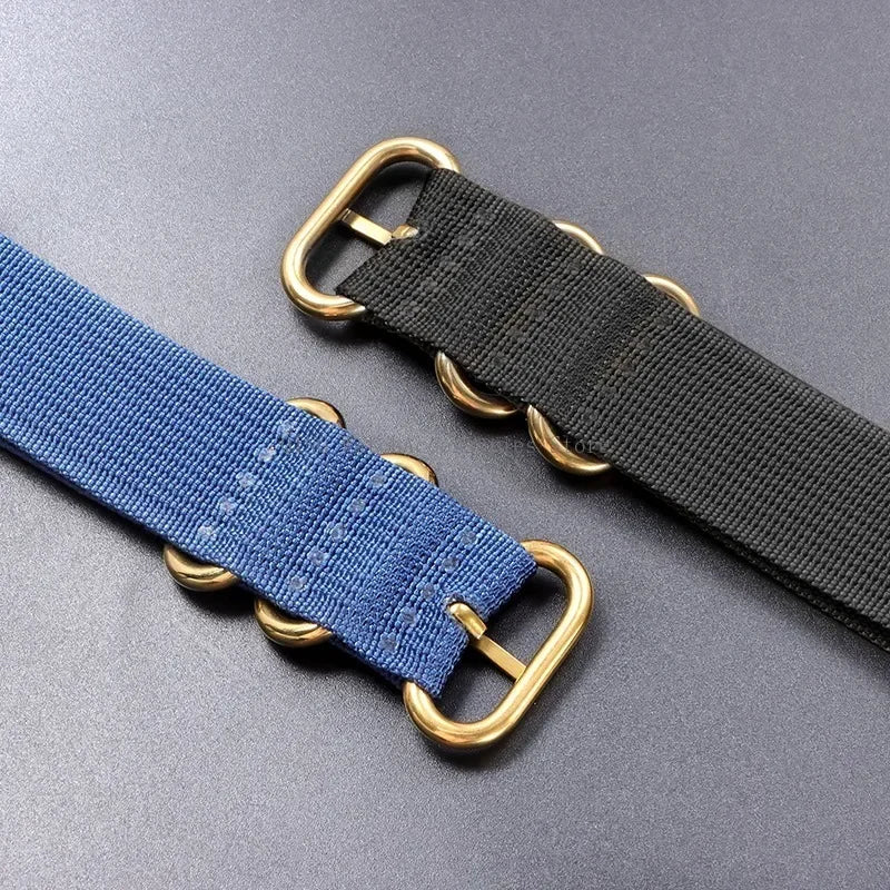 5-Ring Gold Buckle Nylon Watch Band