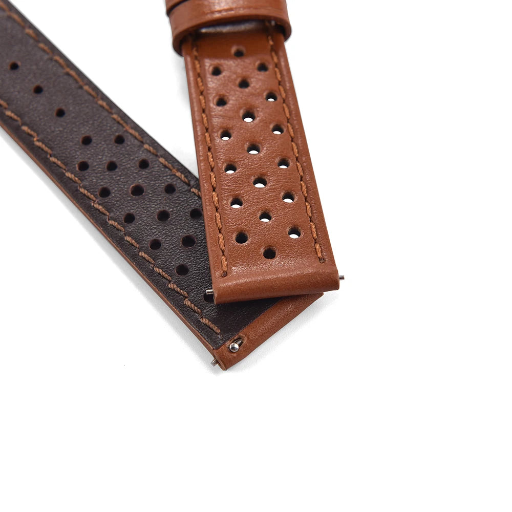 Vintage Racing Leather Watch Strap 18–22mm Quick Release for Omega