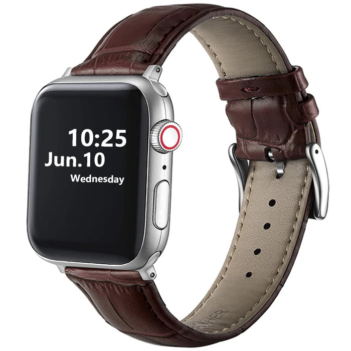 Leather Apple Watch Band (38/42mm, Series 3–6/SE Compatible)