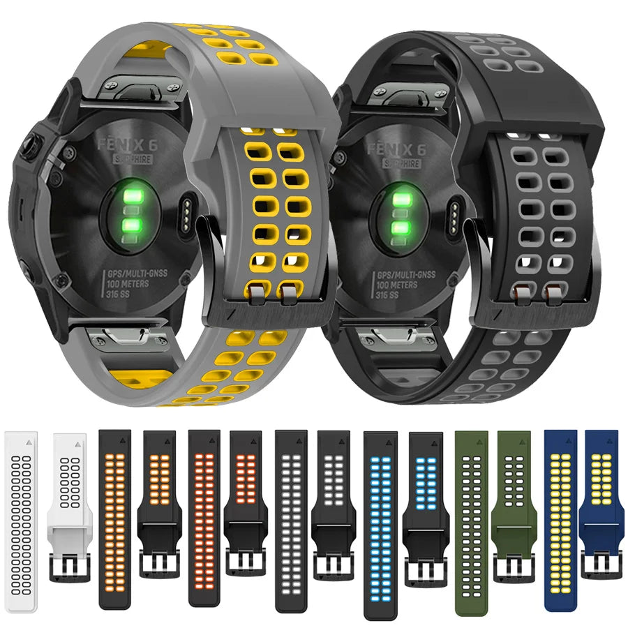 Quick-Release Silicone Strap for Garmin Fenix & Forerunner (22-26mm)