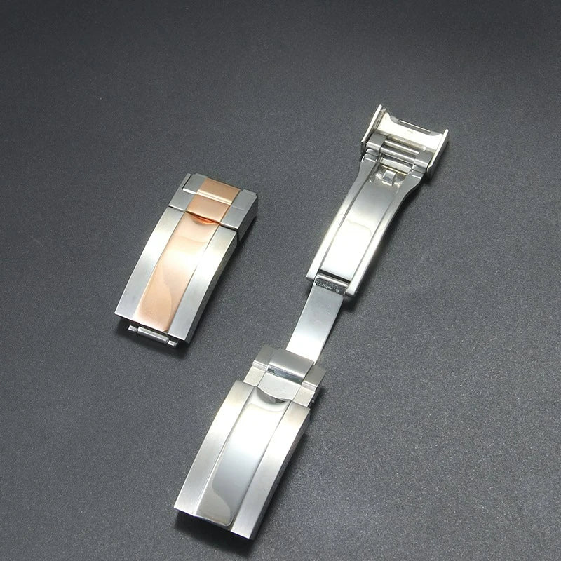 Rolex Daytona Stainless Steel Folding Buckle – Black & Rose Gold, 9×9 /