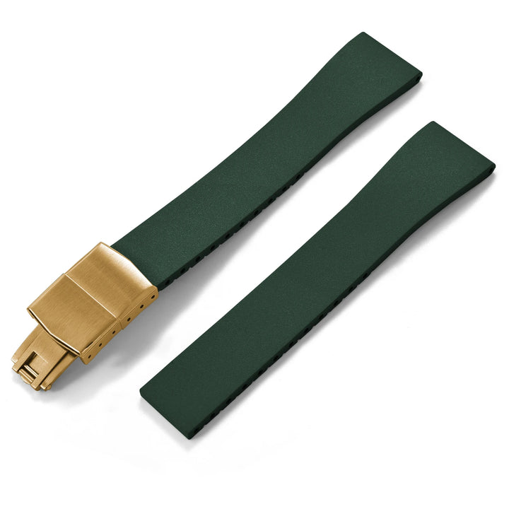 JUELONG CTS FKM Rubber Watch Strap 16–22mm Quick Release with Gold