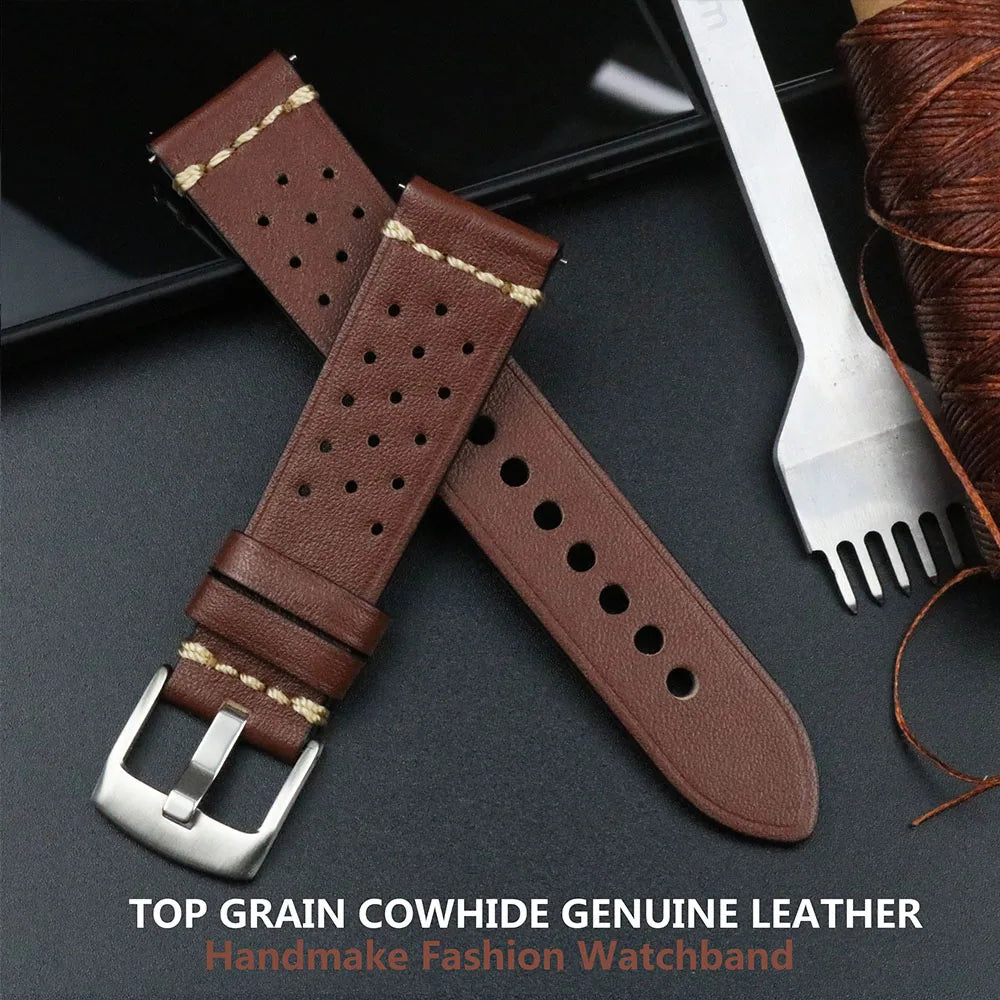 Fashion Quick Release Top Grain Leather Watch Band 20mm 22mm