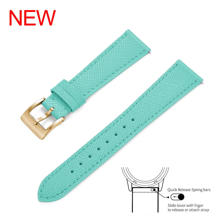 Premium Grade Quick Release Vintage Stitched Leather Watch Strap Saffiano Leather Watchbands 18mm 19mm 20mm 21mm 22mm 23mm 24mm