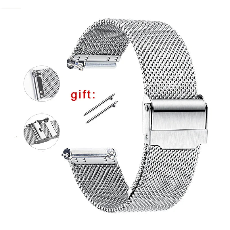 0.6mm Mesh Watch Band for DW for Omega Milanese Stainless Steel Strap Men Quick Release Bracelet 12/14/16/17/18/19/20/21/22/24mm