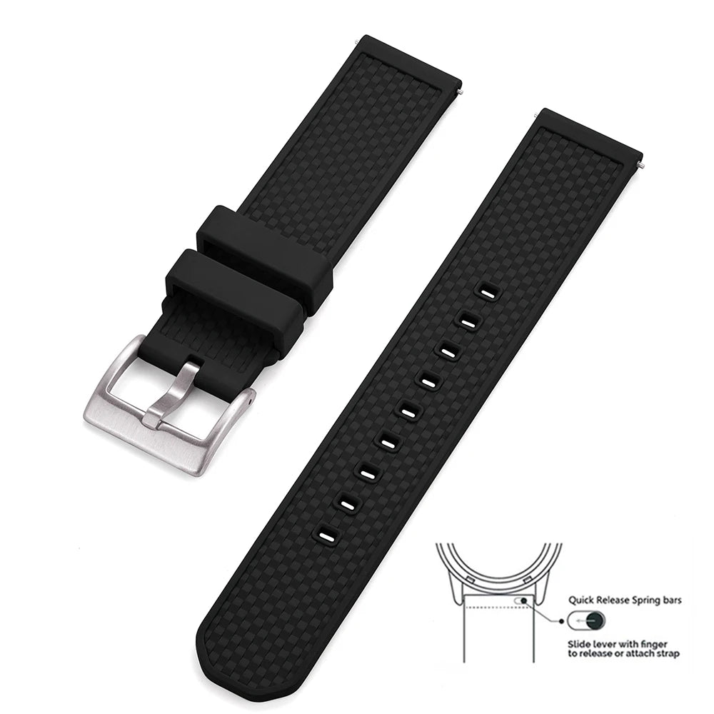 Premium Grade FPM/FKM Watch Strap 18mm 20mm 22mm New Design Fluoro Rubber Watchbands Quick Release For Each Brand Smart Watches