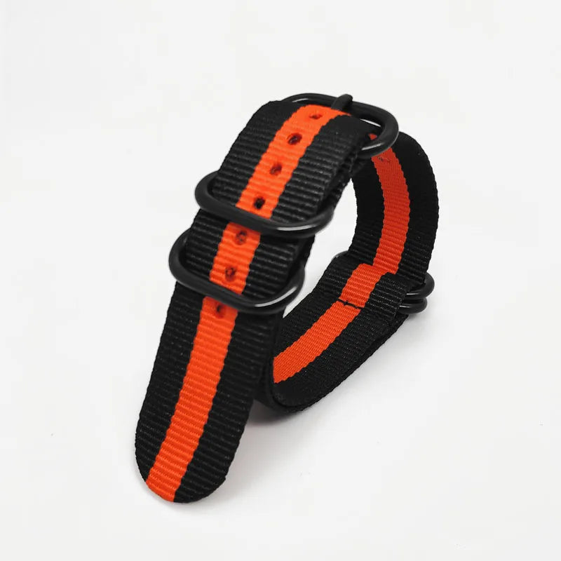 Multicolor Nylon Watch Strap 18–24mm (Black Buckle)