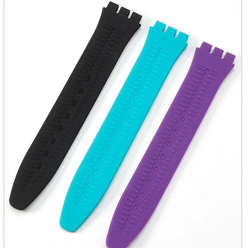 Colorful Silicone Rubber Watch Strap for Swatch (16–20mm)