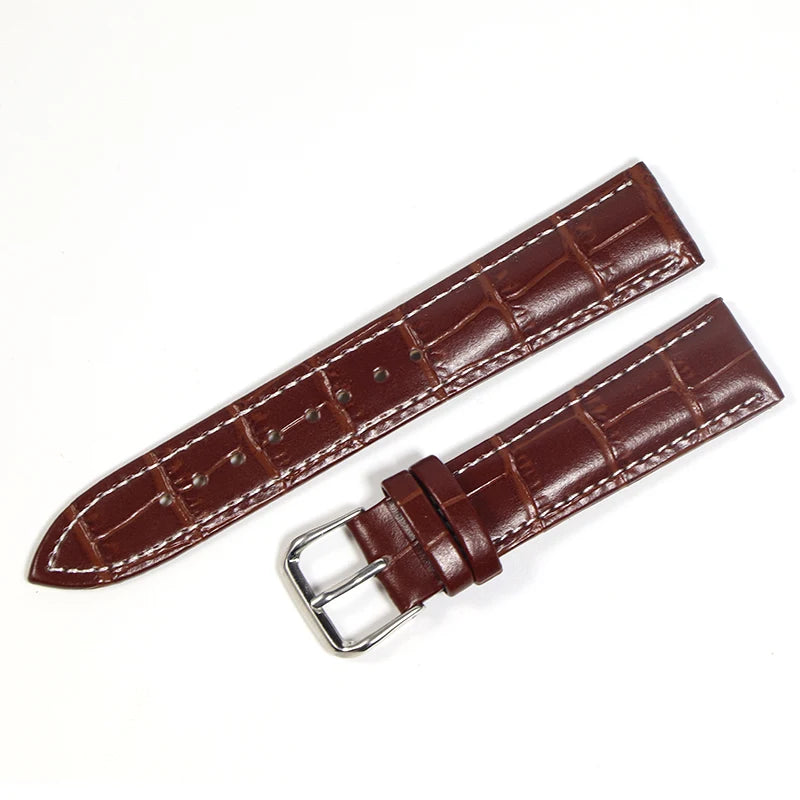 Genuine Leather Watch Strap with Steel Pin Buckle (12-24mm)