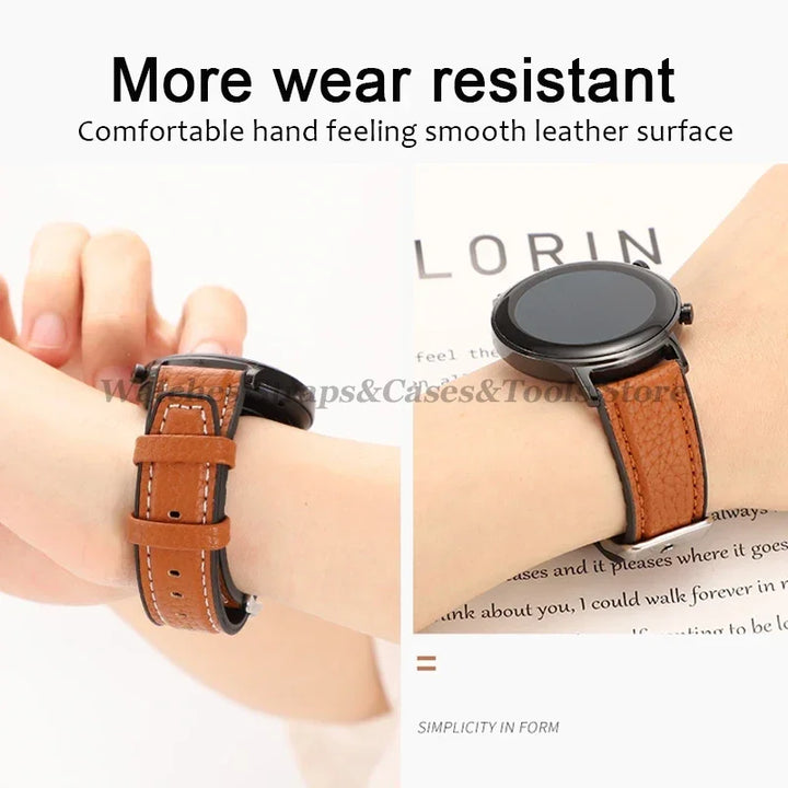 Silicone & Leather Watch Strap for Huawei & Samsung – 18–46mm