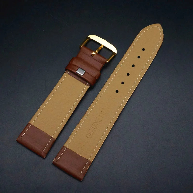 PU Leather Watch Strap Black & Brown (12–22mm, Unisex)