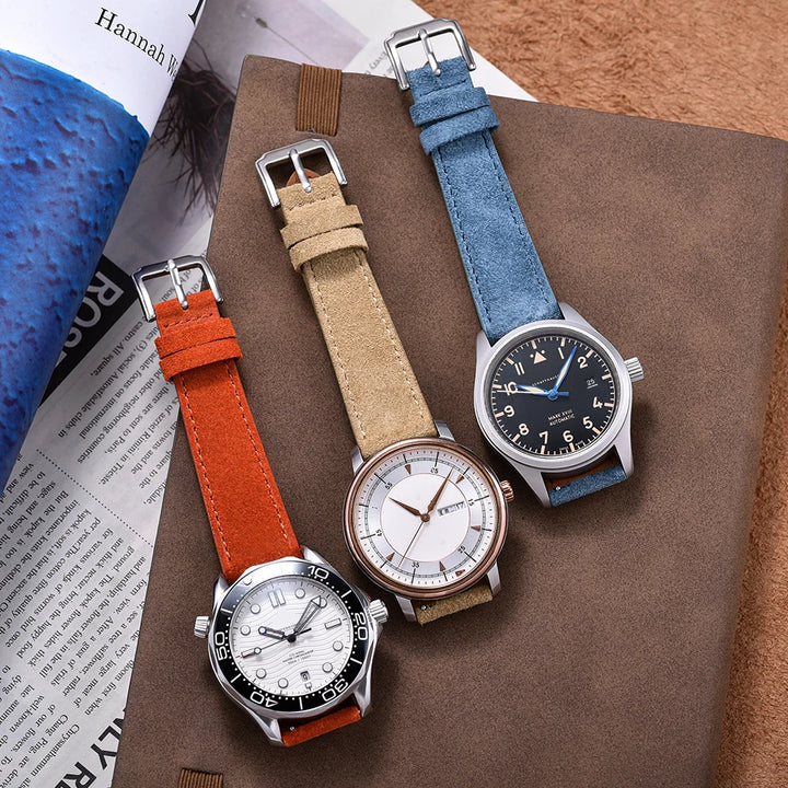 Vintage Suede Leather Watch Strap 18-22mm Quick Release for Omega, Seiko, Cartier, Tissot