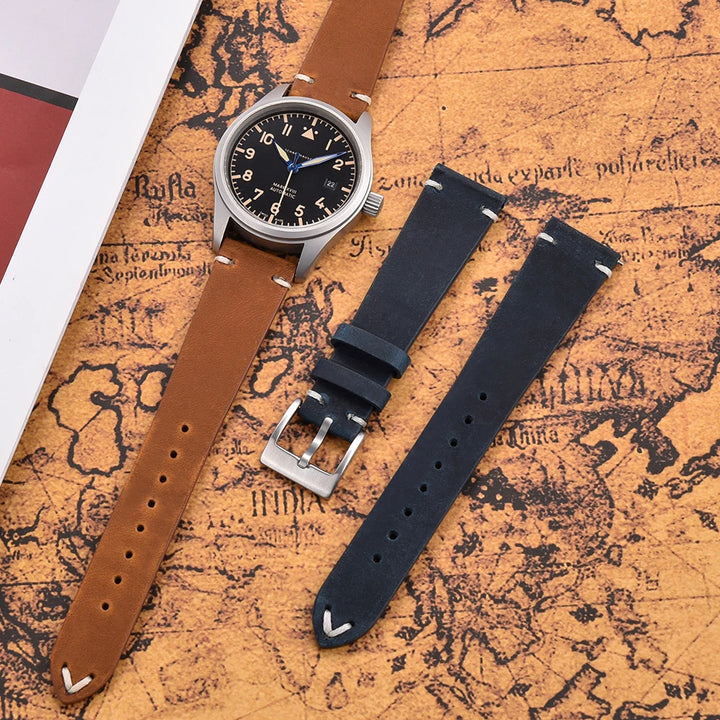 Crazy Horse Vintage Leather Quick-Release Watch Strap (18-22mm)