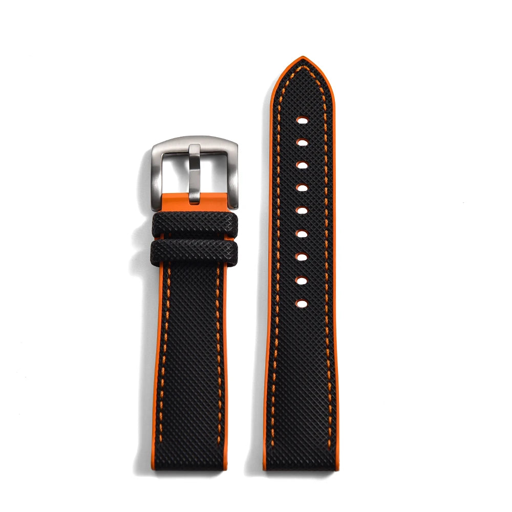Premium Grade Hybrid FKM Nylon Watch Strap 18mm 20mm 22mm 24mm Fluoro Rubber Watchbands For Each Brand Diving Watches
