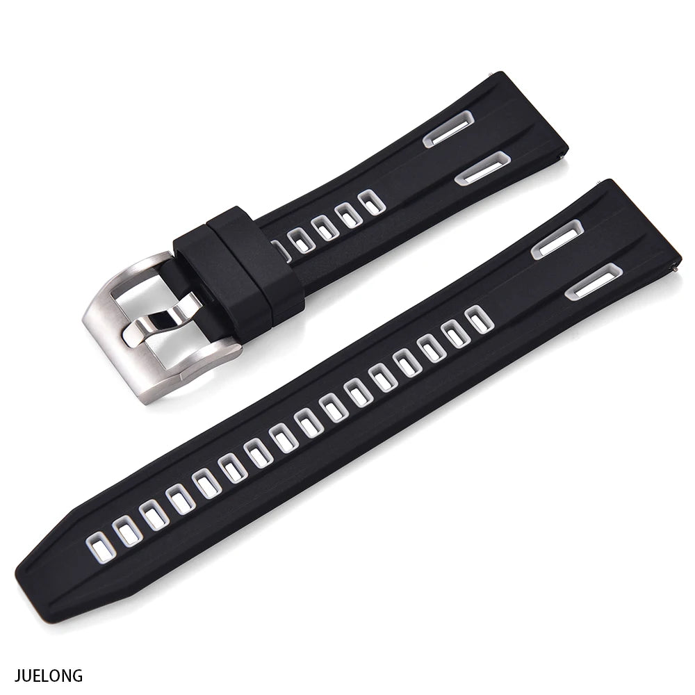 JUELONG Dual Color High-Density Silicone Watch Strap 20/22mm Quick Release