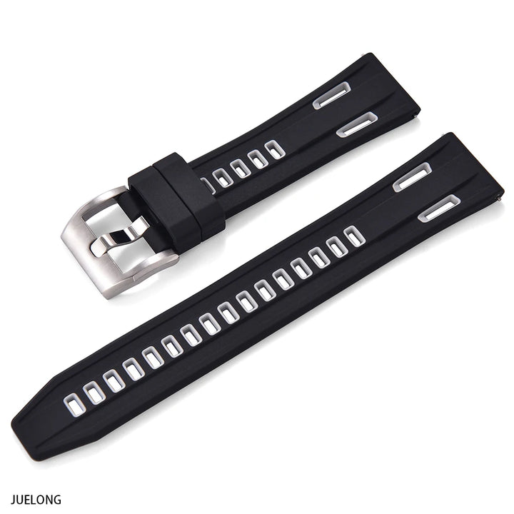 JUELONG Dual Color High-Density Silicone Watch Strap 20/22mm Quick Release