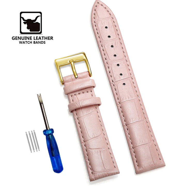 Cowhide Genuine Leather Watch Strap – 12–24mm with Tool