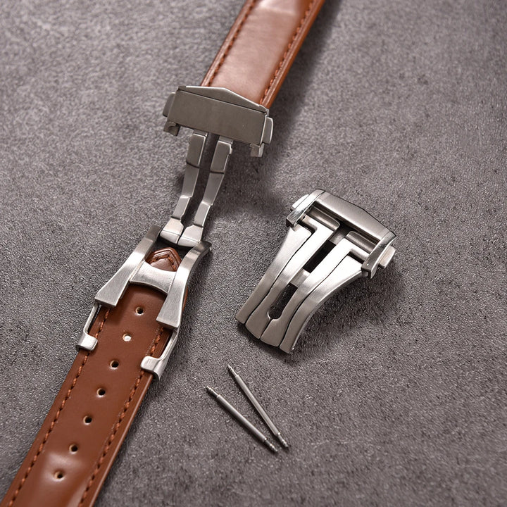 Premium Grade Smooth Surface Leather Watch Bands Perfect Fit Flat End Universal Quick Release Watch Strap 19mm 20mm 21mm 22mm