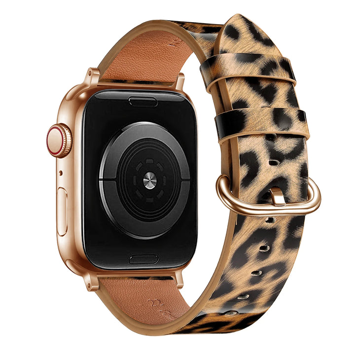 Leopard Leather Apple Watch Band for Women 38–49mm