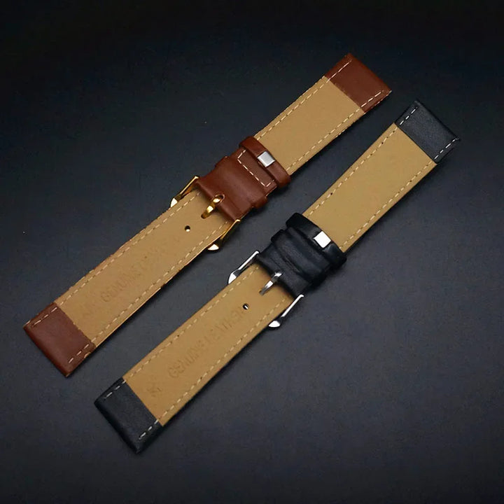 Black & Brown PU Leather Watch Strap (12–22mm)