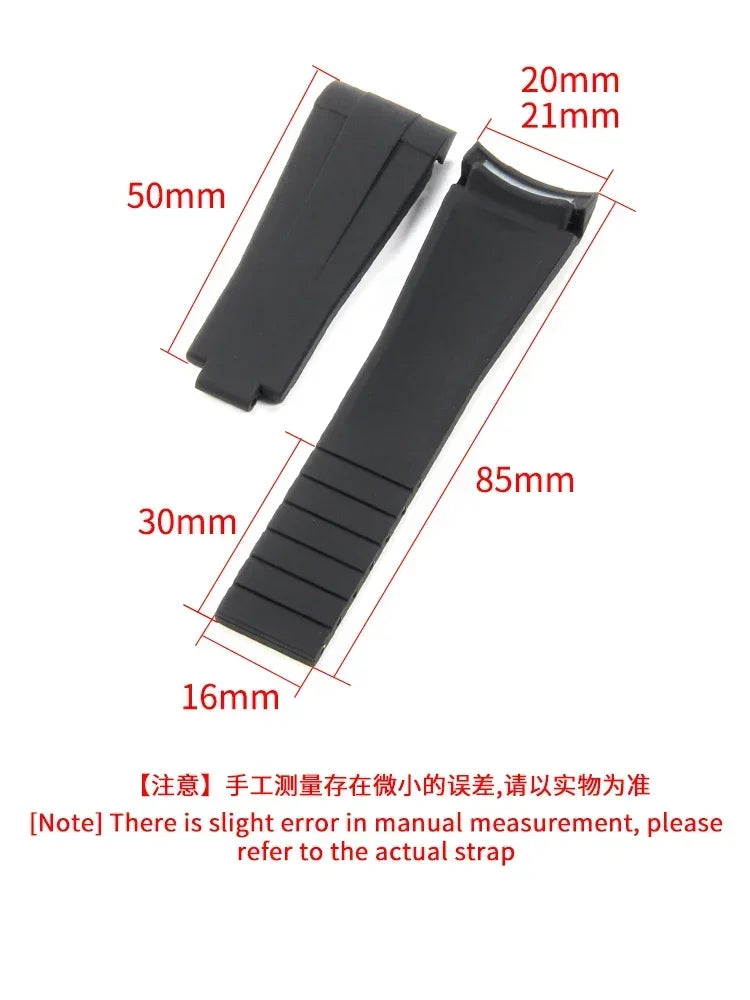20mm Silicone Rubber Watch Strap for Rolex Models