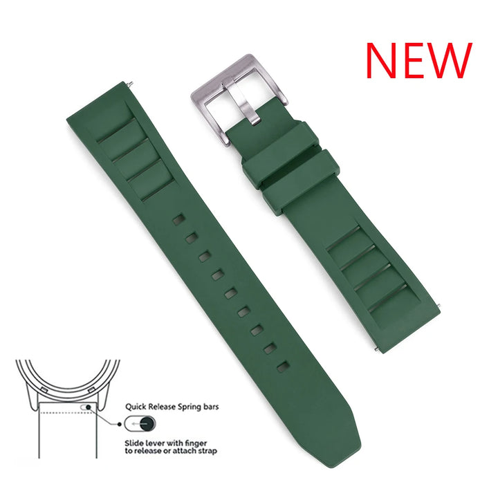 Premium Grade Fluoro Rubber Watch Strap 20mm 22mm For New FKM Watch Bands Diving Bracelet Quick Release Wrist Belt Accessories
