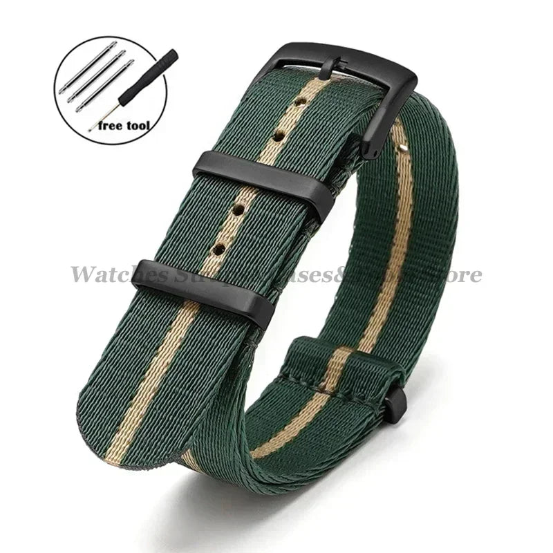 Nylon Watch Strap for Omega 007 for Seamaster 300 Canvas Watchband 18mm 20mm 22mm 24mm for Seiko Men Sport Bracelet Wrist Band