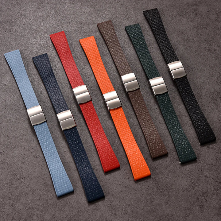 JUELONG Mosaic FKM Rubber CTS Strap 20mm 22mm Quick Release Spring Clasp For Perfect Fit Flat End Universal Watch Straps